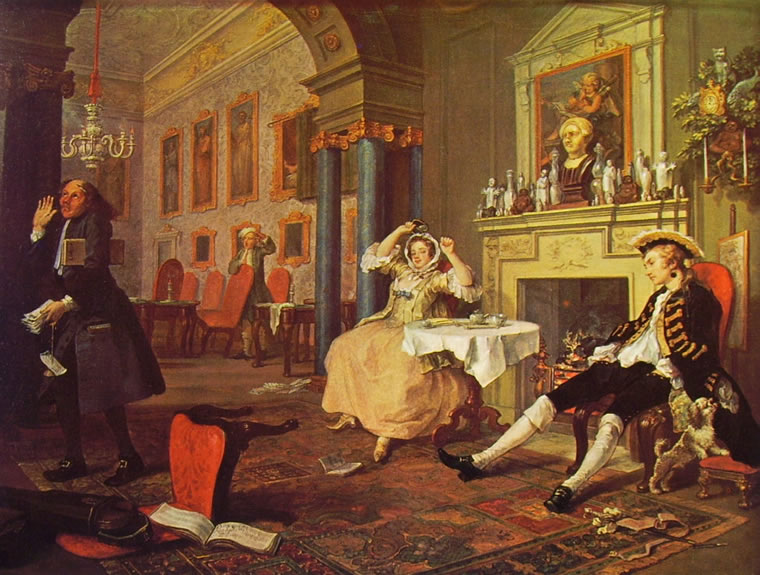 "Il matrimonio alla moda La mattina" di William Hogarth